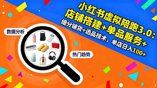 小红书虚拟陪跑3.0:店铺搭建+单品服务+细分铺货+选品技术,单店日入100+小淇云库-创业网-网赚副业-网创副业-项目拆解-技术类创业资源网-副业网-免费资源下载小淇云库