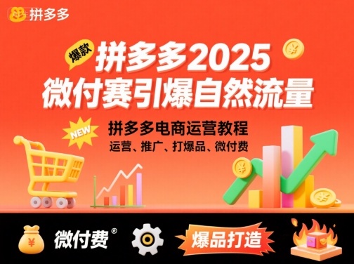 拼多多2025微付费引爆自然流量，拼多多电商运营教程，运营、推广、打爆品、微付费（更新）小淇云库-创业网-网赚副业-网创副业-项目拆解-技术类创业资源网-副业网-免费资源下载小淇云库