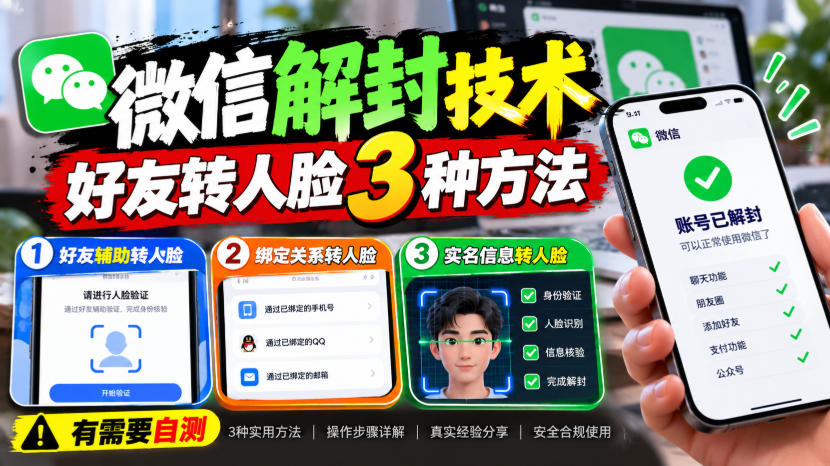 微信解封技术,好友转人脸3种方法,外来技术,有需要自测 微信解封技术,好友转人脸3种方法,外来技术,有需要自测