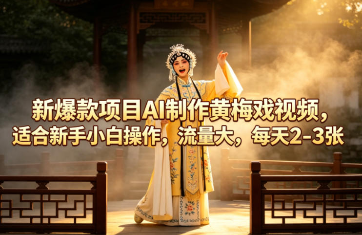 新爆款项目AI制作黄梅戏视频，适合新手小白操作，流量大，每天2-3张-荆楚AI