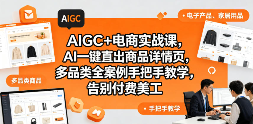 AIGC+电商实战课,AI一键直出商品详情页,多品类全案例手把手教学,告别付费美工(更新0820)-荆楚AI