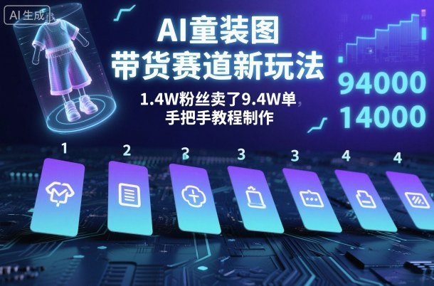 AI童装图文带货赛道新玩法，1.4W粉丝卖了9.4W单，手把手教程制作小淇云库-创业网-网赚副业-网创副业-项目拆解-技术类创业资源网-副业网-免费资源下载小淇云库