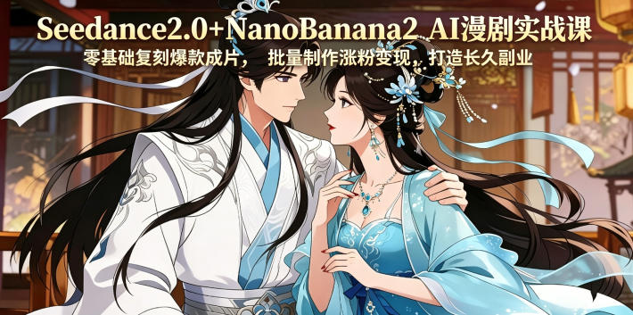 Seedance2.0+NanoBanana2 AI漫剧实战课,零基础复刻爆款成片涨粉变现,打造长久副业收益-荆楚AI