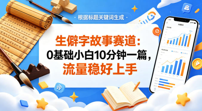 公众号流量主——生僻字故事赛道，流量稳，好上手，0基础小白也能10分钟一篇-荆楚AI