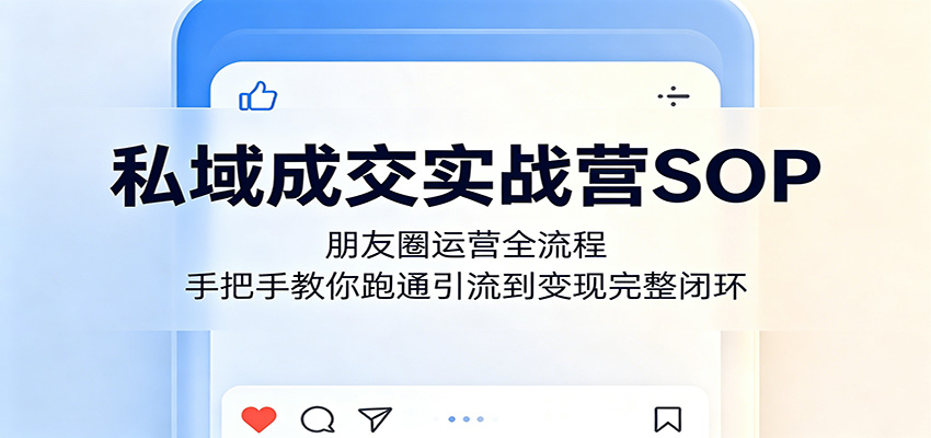 私域成交实战营SOP:朋友圈运营全流程,手把手教你跑通引流到变现完整闭环-荆楚AI