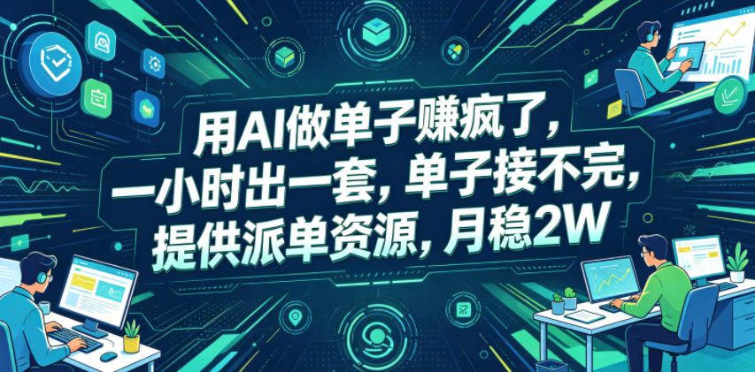 用AI做单子賺疯了，一小时出一套，单子接不完，提供派单资源，月稳2W【揭秘】-荆楚AI