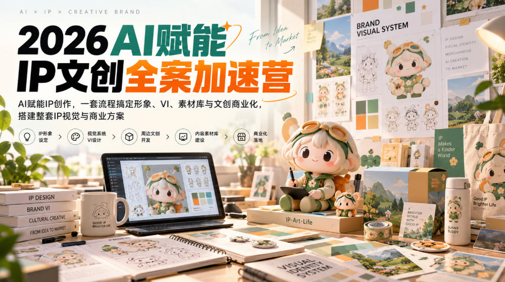 2026AI赋能ip文创全案加速营，AI赋能IP创作，一套流程搞定形象、VI、素材库与文创商业化，搭建整套IP视觉与商业方案-荆楚AI