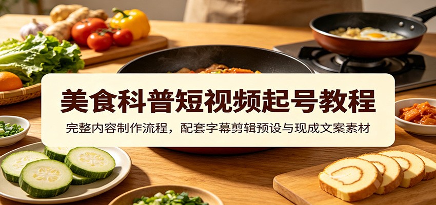 美食科普短视频起号教程：完整内容制作流程，配套字幕剪辑预设与现成文案素材-荆楚AI
