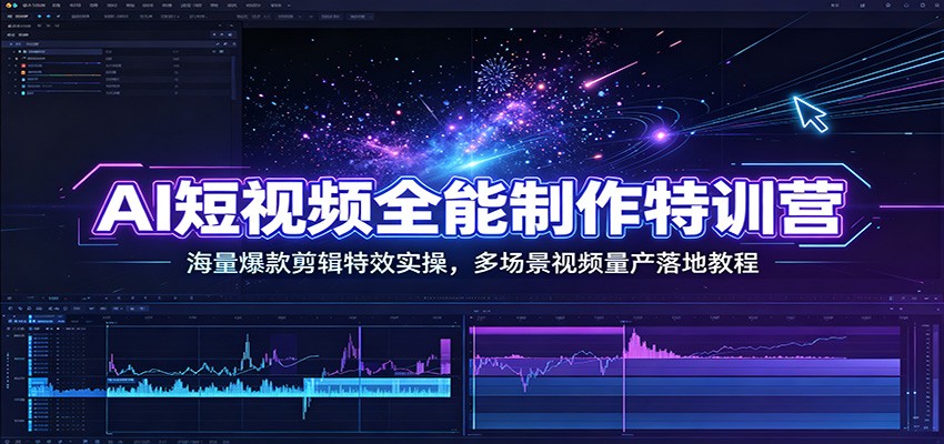 AI短视频全能制作特训营：海量爆款剪辑特效实操，多场景视频量产落地教程-荆楚AI