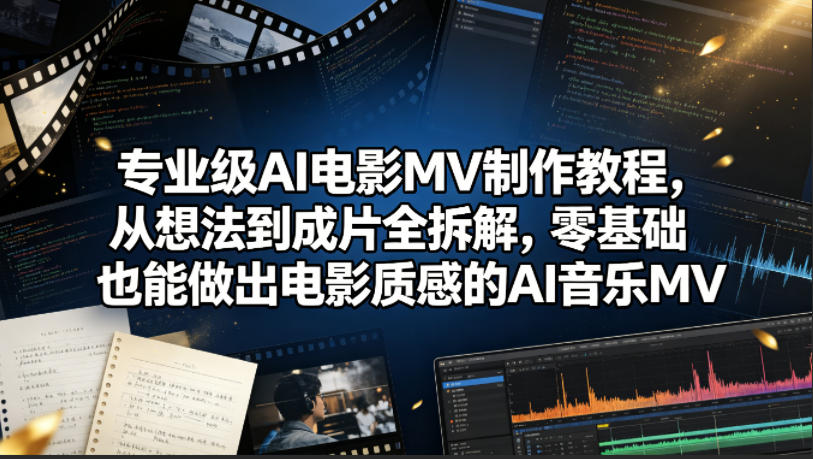 专业级AI电影MV制作教程，从想法到成片全拆解，零基础也能做出电影质感的AI音乐MV-荆楚AI