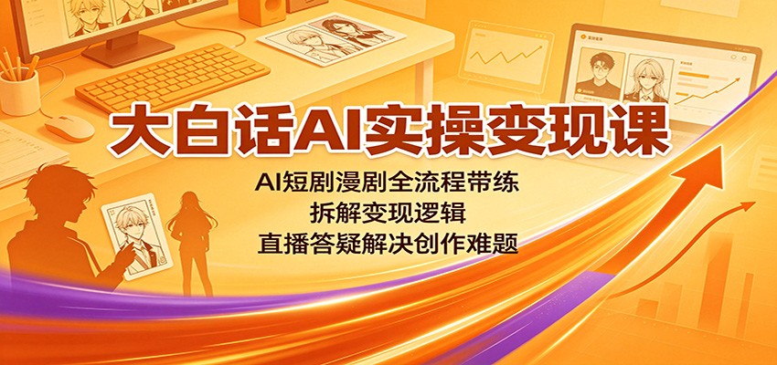 大白话AI实操变现课：AI短剧漫剧全流程带练，拆解变现逻辑，直播答疑解决创作难题-荆楚AI