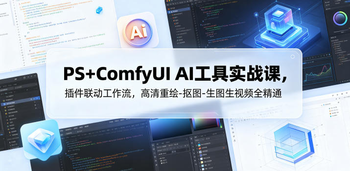 PS+ComfyUI AI工具实战课，插件联动工作流，高清重绘-抠图-生图生视频全精通-荆楚AI