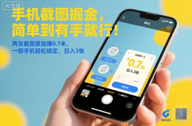 手机截图掘金，简单到有手就行！两张截图就能賺0.7米，一部手机轻松搞定，日入3张【揭秘】小淇云库-创业网-网赚副业-网创副业-项目拆解-技术类创业资源网-副业网-免费资源下载小淇云库