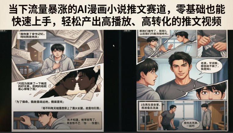 当下流量暴涨的AI漫画小说推文赛道，零基础也能快速上手，轻松产出高播放、高转化的推文视频-荆楚AI