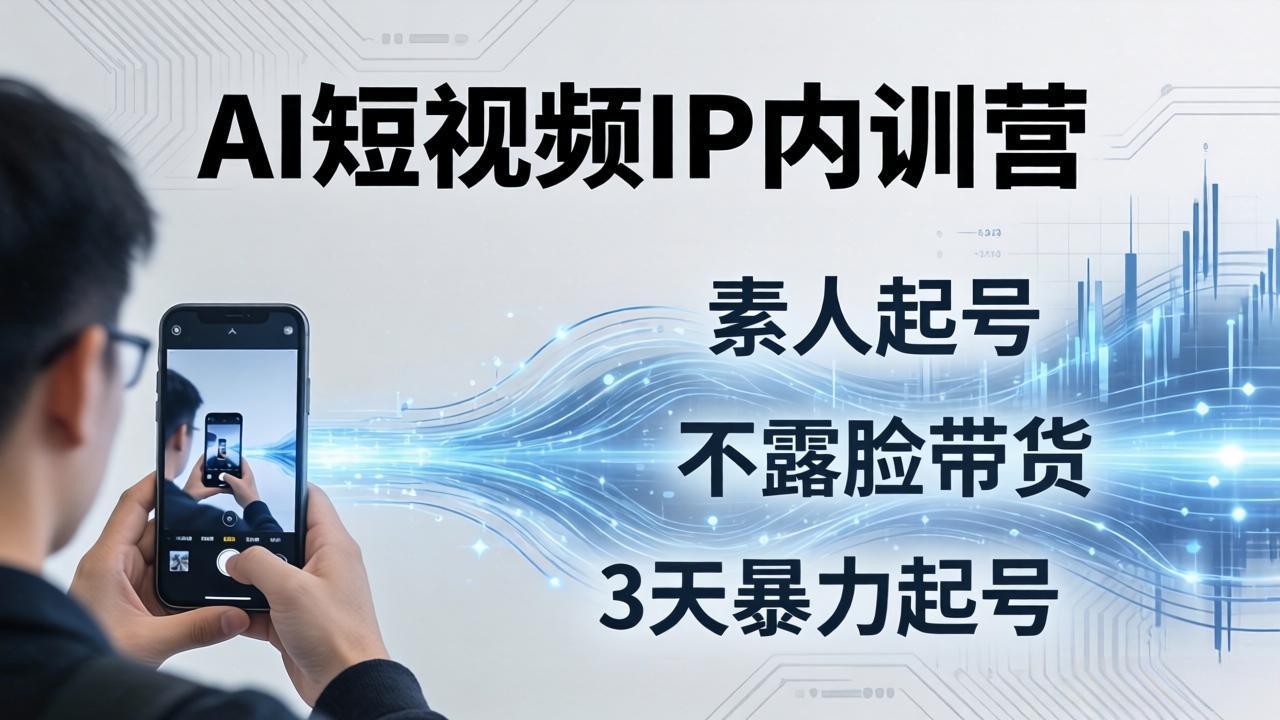 2026AI短视频IP内训营:从素人起号到不露脸带货,3天暴力起号全流程拆解小淇云库-创业网-网赚副业-网创副业-项目拆解-技术类创业资源网-副业网-免费资源下载小淇云库