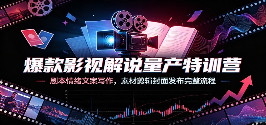 爆款影视解说量产特训营:剧本情绪文案写作,素材剪辑封面发布完整流程-荆楚AI