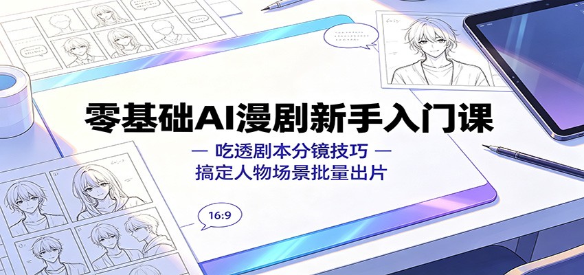 零基础AI漫剧新手入门课：吃透剧本分镜技巧，搞定人物场景批量出片-荆楚AI