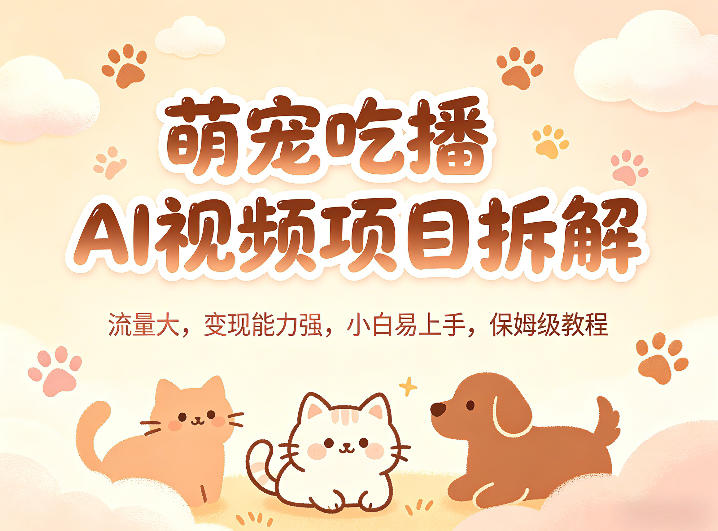 萌宠吃播AI视频项目拆解，流量大，变现能力强，小白易上手，保姆级教程-荆楚AI
