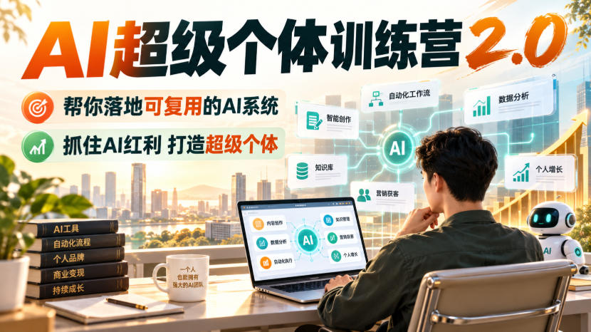 AI超级个体训练营2.0,帮你落地可复用的AI系统,抓住AI红利打造超级个体 AI超级个体训练营2.0,帮你落地可复用的AI系统,抓住AI红利打造超级个体