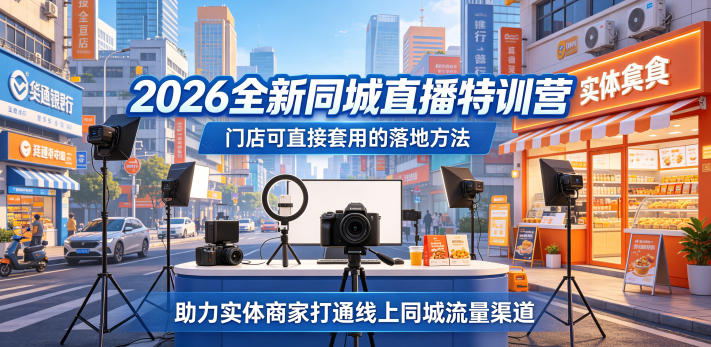2026全新同城直播特训营,门店可直接套用的落地方法,助力实体商家打通线上同城流量渠道-荆楚AI