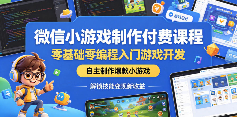 微信小游戏制作付费课程，零基础零编程入门游戏开发，自主制作爆款小游戏，解锁技能变现新收益-荆楚AI