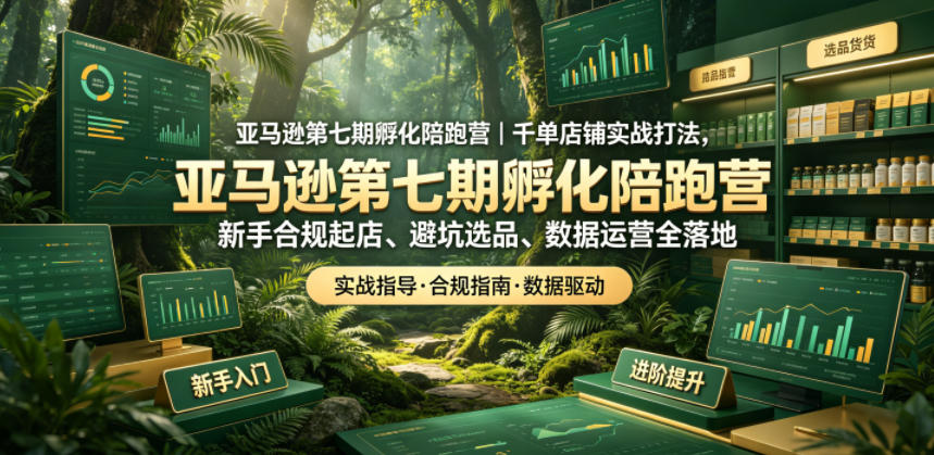 亚马逊第七期孵化陪跑营｜千单店铺实战打法，新手合规起店、避坑选品、数据运营全落地-荆楚AI