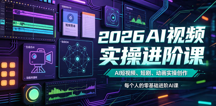 2026AI视频实操进阶课，AI短视频、短剧、动画实操创作，每个人的零基础进阶ai课(更新0825)-荆楚AI