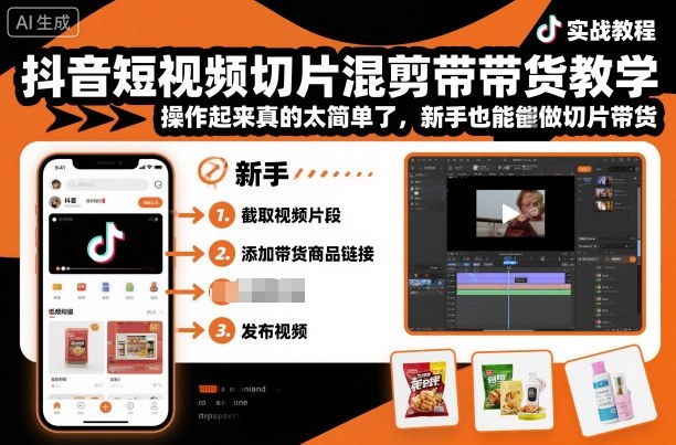 抖音短视频切片混剪带货教学,操作起来真的太简单了,新手也能做切片带货小淇云库-创业网-网赚副业-网创副业-项目拆解-技术类创业资源网-副业网-免费资源下载小淇云库