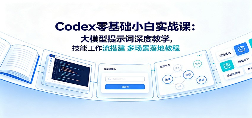 Codex零基础小白实战课:大模型提示词深度教学,技能工作流搭建多场景落地教程-荆楚AI