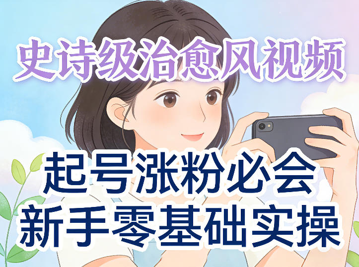 史诗级治愈风视频爆了，起号涨粉必会，新手零基础实操（实操+变现全讲解）小淇云库-创业网-网赚副业-网创副业-项目拆解-技术类创业资源网-副业网-免费资源下载小淇云库