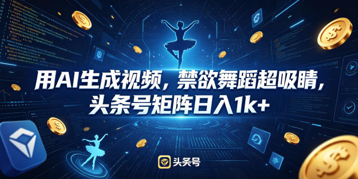 用AI生成视频,禁欲舞蹈超吸睛,头条号矩阵日入1k+-荆楚AI