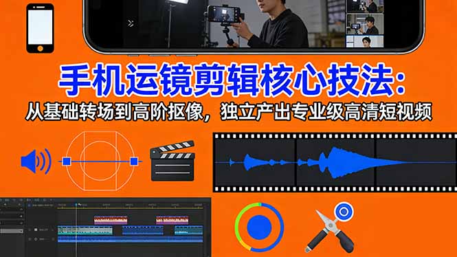 手机运镜 剪辑核心技法：从基础转场到高阶抠像，独立产出专业级高清短视频小淇云库-创业网-网赚副业-网创副业-项目拆解-技术类创业资源网-副业网-免费资源下载小淇云库