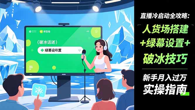 直播冷启动全攻略:人货场搭建+绿幕设置+破冰技巧,新手月入过万实操指南小淇云库-创业网-网赚副业-网创副业-项目拆解-技术类创业资源网-副业网-免费资源下载小淇云库