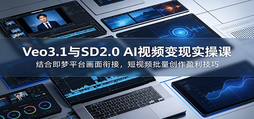 Veo3.1与SD2.0 AI视频变现实操课课：结合即梦平台画面衔接，短视频批量创作盈利技巧-荆楚AI