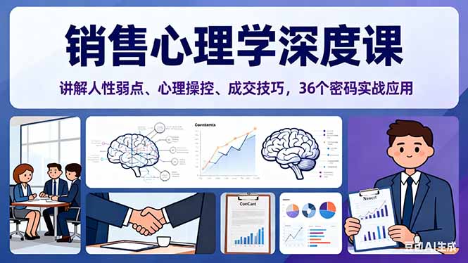 销售心理学深度课，讲解人性弱点、心理操控、成交技巧，36个密码实战应用小淇云库-创业网-网赚副业-网创副业-项目拆解-技术类创业资源网-副业网-免费资源下载小淇云库