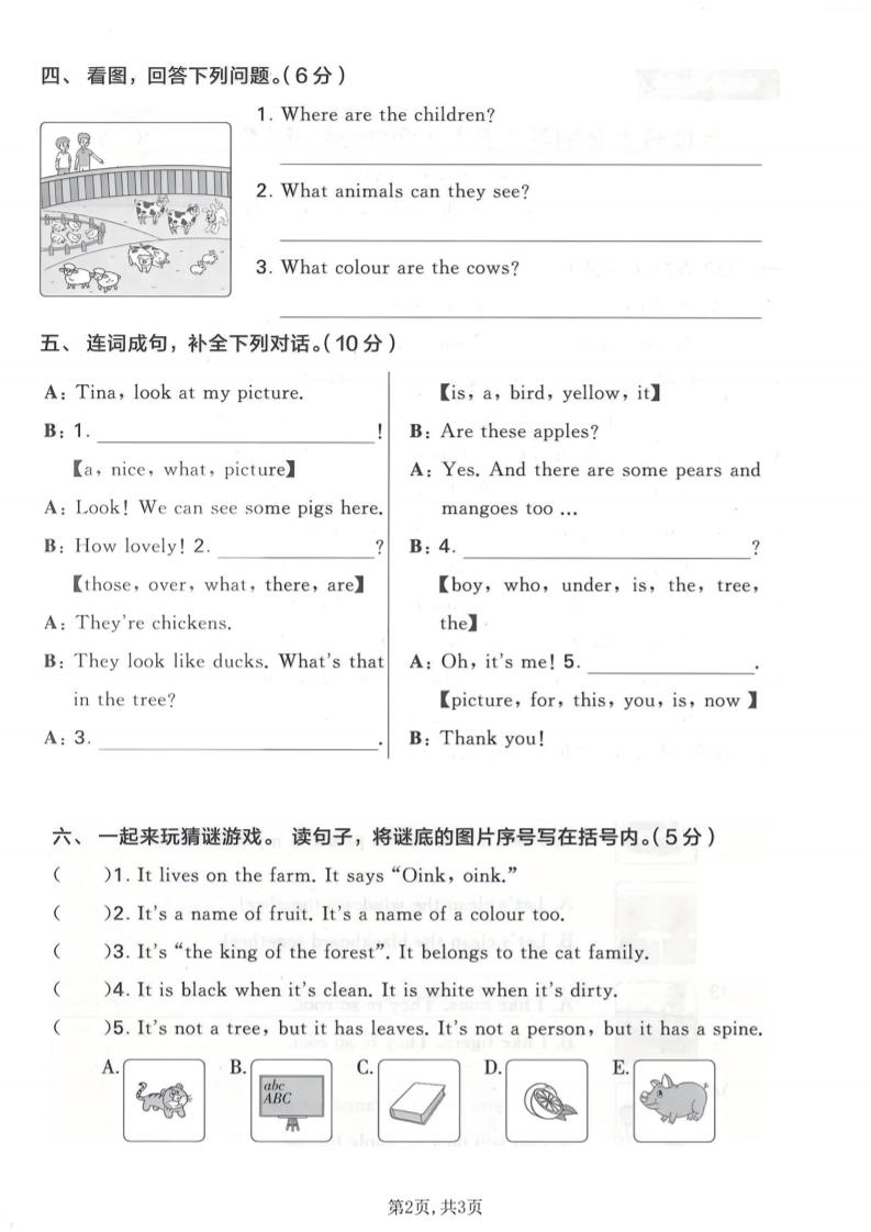 三年级下英语期末句型专项练习《译林版》-荆楚AI