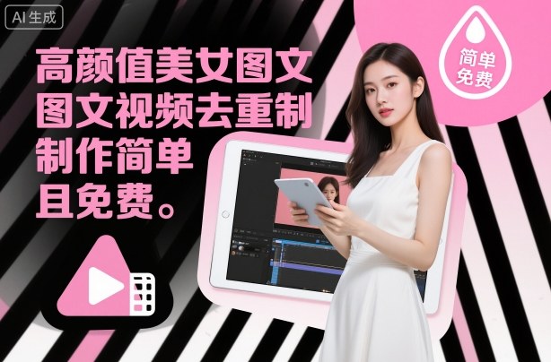 高颜值美女图文视频去重制作教学，制作简单且免费小淇云库-创业网-网赚副业-网创副业-项目拆解-技术类创业资源网-副业网-免费资源下载小淇云库