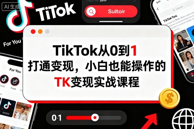 TikTok从0到1打通变现,小白也能操作的TK变现实战课程小淇云库-创业网-网赚副业-网创副业-项目拆解-技术类创业资源网-副业网-免费资源下载小淇云库