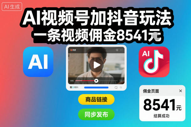 AI视频号加抖音玩法,一条视频佣金8541米小淇云库-创业网-网赚副业-网创副业-项目拆解-技术类创业资源网-副业网-免费资源下载小淇云库