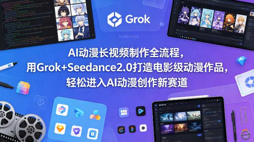 AI动漫长视频制作全流程，用Grok+Seedance2.0打造电影级动漫作品，轻松进入AI动漫创作新赛道-荆楚AI