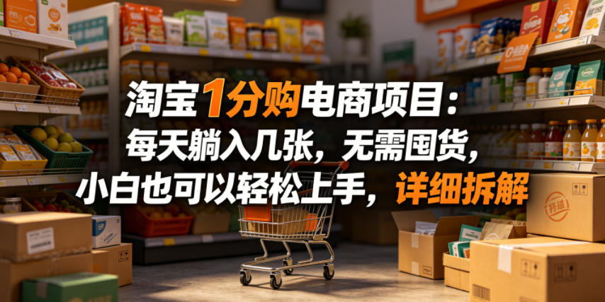 淘宝1分购电商项目：每天躺入几张，无需囤货，小白也可以轻松上手，详细拆解-荆楚AI