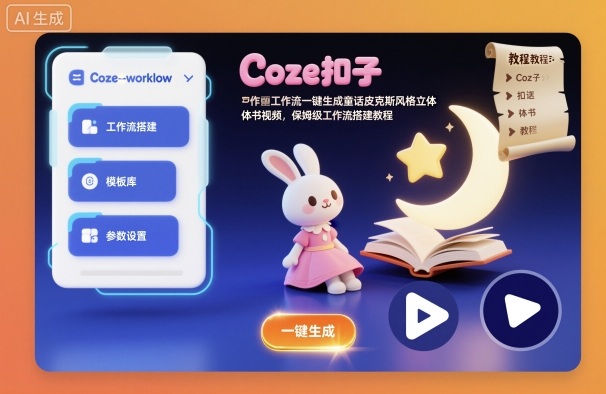 Coze扣子工作流一键生成童话皮克斯风格立体书视频，保姆级工作流搭建教程小淇云库-创业网-网赚副业-网创副业-项目拆解-技术类创业资源网-副业网-免费资源下载小淇云库
