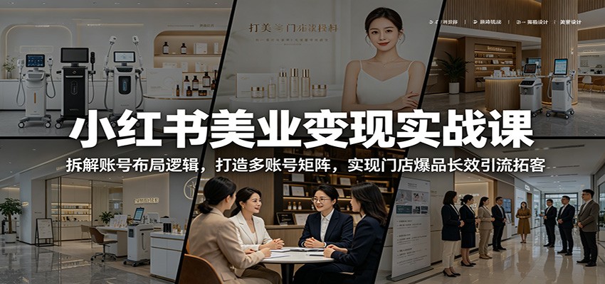 小红书美业变现实战课：拆解账号布局逻辑，打造多账号矩阵，实现门店爆品长效引流拓客-荆楚AI