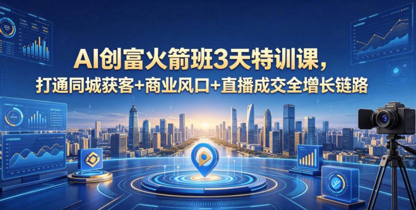AI创富火箭班3天特训课,打通同城获客+商业风口+直播成交全增长链路,2026年4月新课-荆楚AI