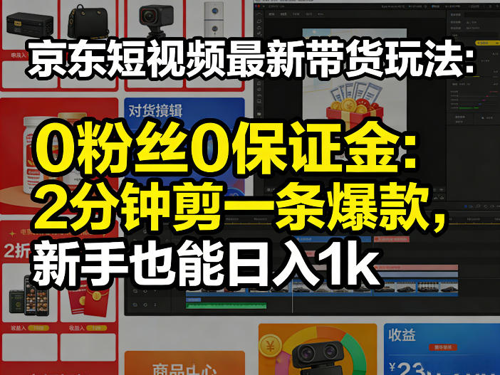 京东短视频最新带货玩法，0粉丝0保证金，2分钟剪一条爆款，新手也能日入1k+【揭秘】小淇云库-创业网-网赚副业-网创副业-项目拆解-技术类创业资源网-副业网-免费资源下载小淇云库