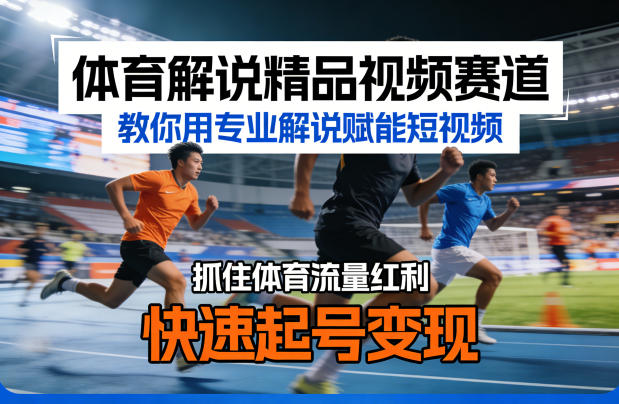 体育解说精品视频赛道,教你用专业解说赋能短视频,抓住体育流量红利,快速起号变现小淇云库-创业网-网赚副业-网创副业-项目拆解-技术类创业资源网-副业网-免费资源下载小淇云库